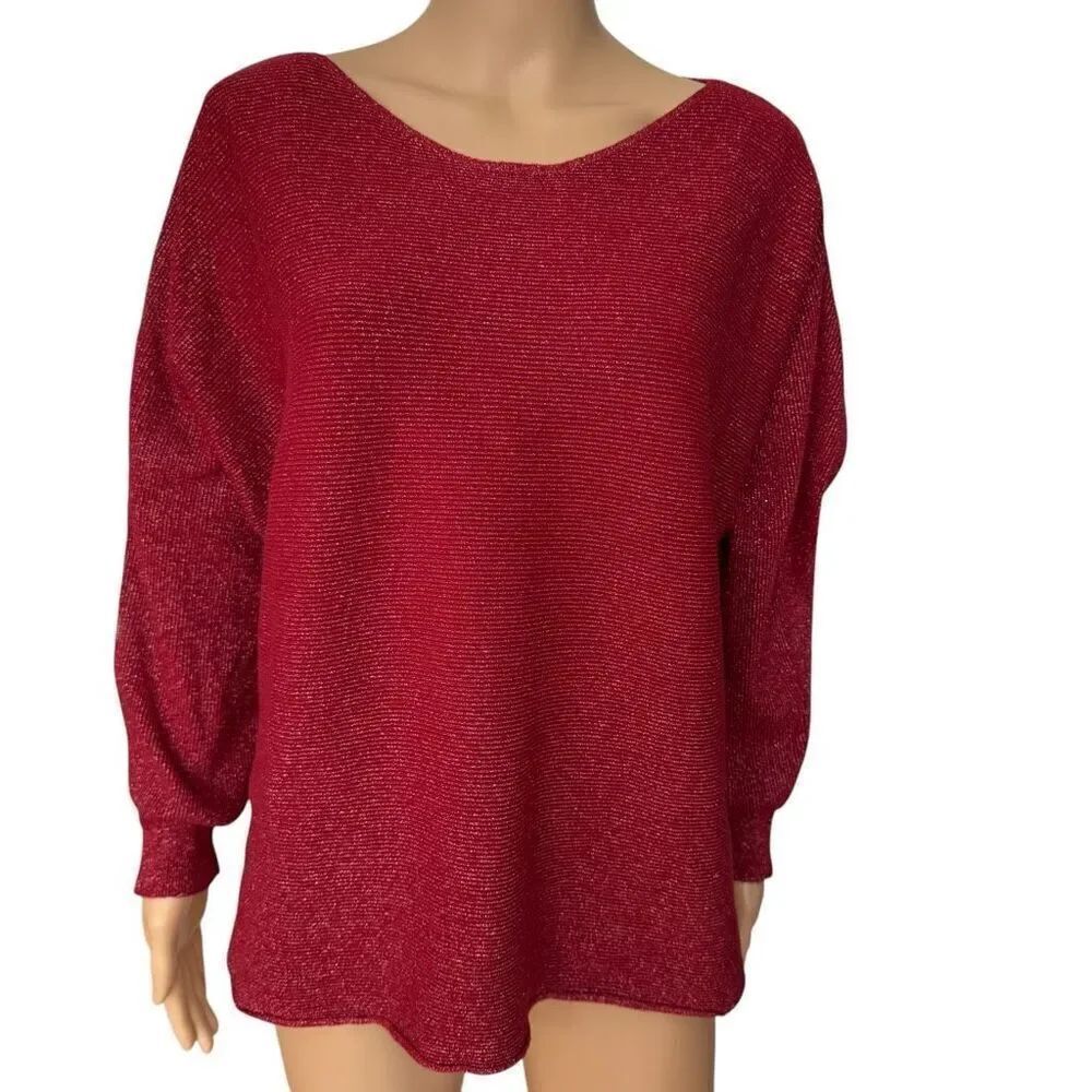 Luna red with metallic boxy fit sweater size 3X